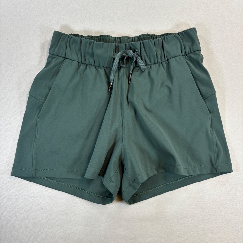 Lululemon Stroll at Sundown Shorts Womens 4 Green High Rise Hiking Travel
